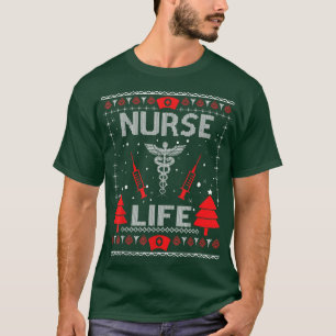 Camiseta Enfermeira Vida Feia de Natal Grupo de Combinação