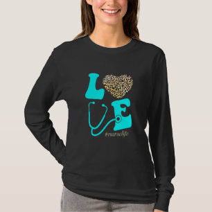 Camiseta Enfermeira Vida Rn Lpn Cna Escola Coração de Guepa