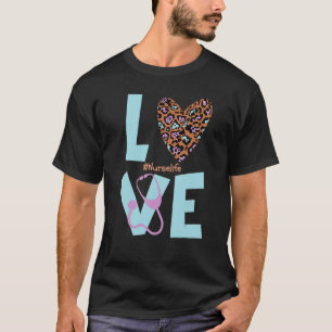 Camiseta Enfermeira Vida Rn Lpn Cna Saúde Leopardo Enfermei