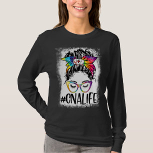Camiseta Enfermeira Vida Sangrenta Tie Dye Mensy Bun Nurse