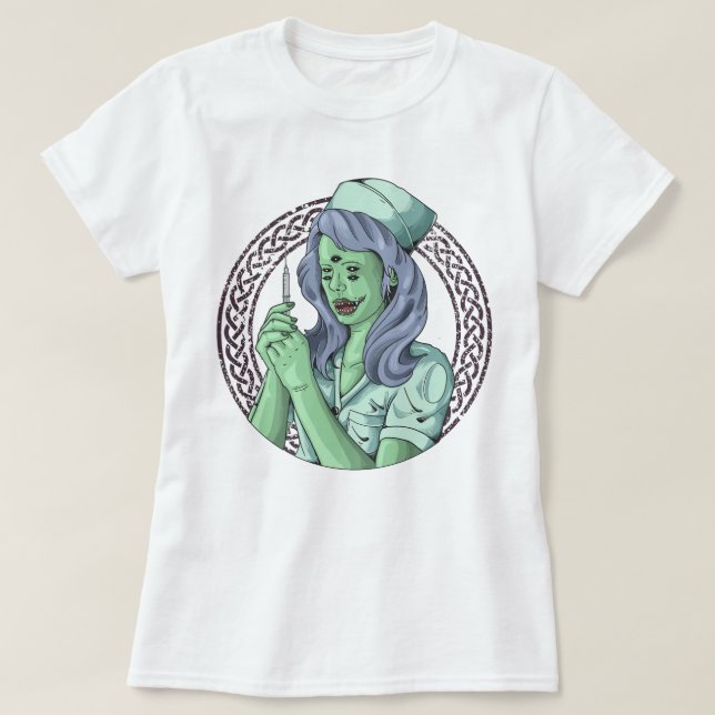 Camiseta enfermeira Zombie (Frente do Design)