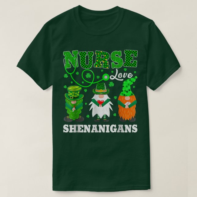 Camiseta Enfermeiras Adoram Shenanigans Engraçados Gnomos E (Frente do Design)
