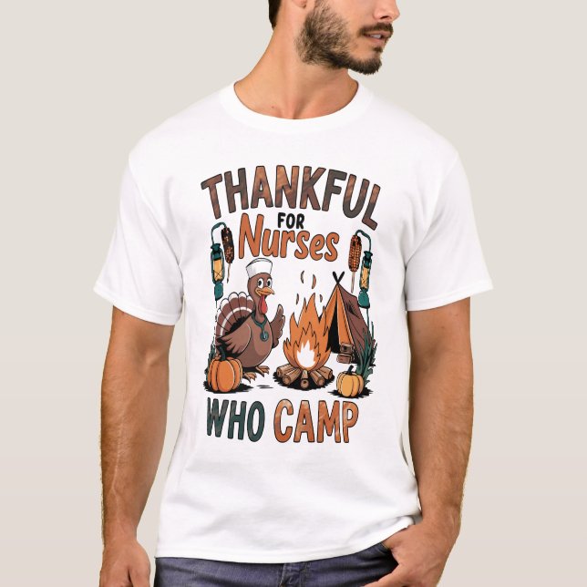 Camiseta Enfermeiras agradecidas que adoram acampar (Frente)
