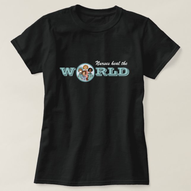 Camiseta Enfermeiras curam o mundo (Frente do Design)