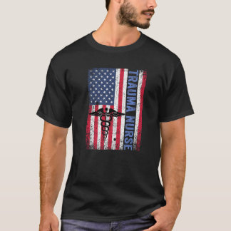 Camiseta Enfermeiras de Trauma da bandeira americana RN ER