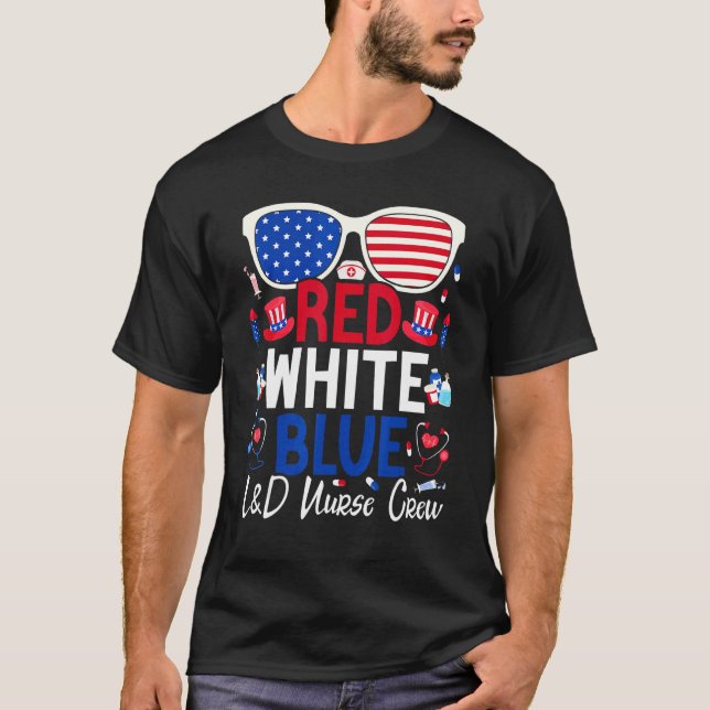 Camiseta Enfermeiras Em 4 De Julho, Red White Blue L&d Enfe (Frente)