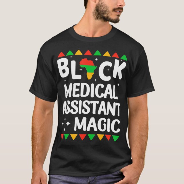Camiseta Enfermeiras Negras Assistente médico Magic Black H (Frente)