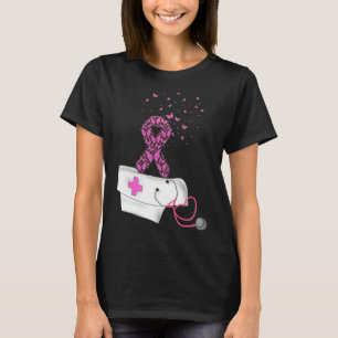 Camiseta Enfermeiro Cancer Mama Sensibilização Cor-de-Friso