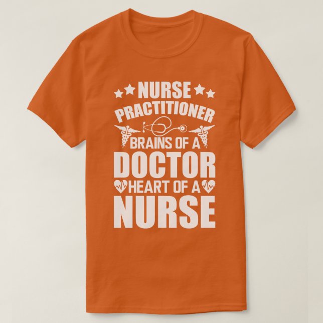 Camiseta Enfermeiro Cérebros de um coração médico de n (Frente do Design)