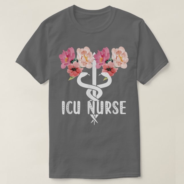 Camiseta Enfermeiro da UCI Enfermeiro Caduceus Unidade de C (Frente do Design)