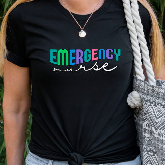 Camiseta Enfermeiro de Emergência Onda de Texto Retroativo