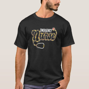 Camiseta Enfermeiro de Emergência Stethoscope Cardíaco Leop