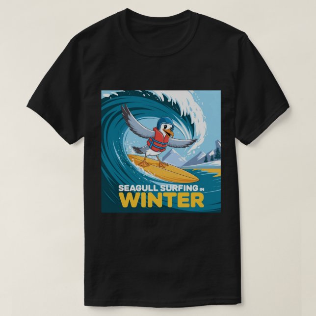 Camiseta Enfermeiro de inverno, Surfe de Seagull, Seagull (Frente do Design)