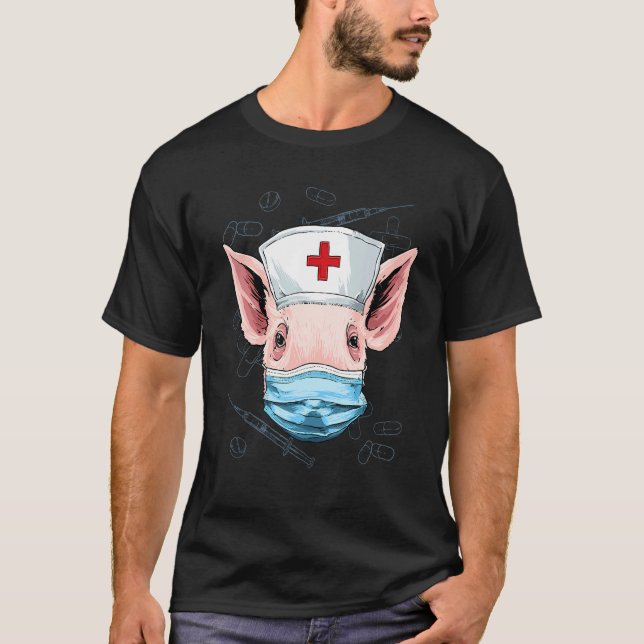 Camiseta Enfermeiro de Porco Hospital RN Enfermeiro de LPN  (Frente)