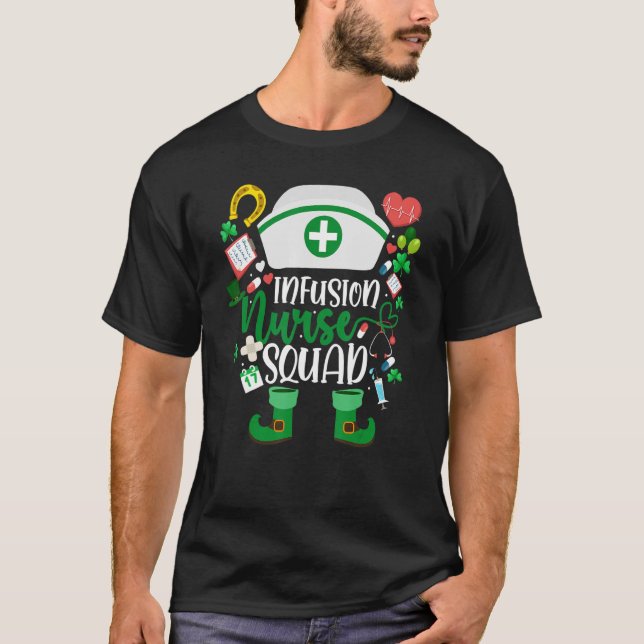 Camiseta Enfermeiro Enfermeiro Esquadrão Enfermeiro Leprech (Frente)