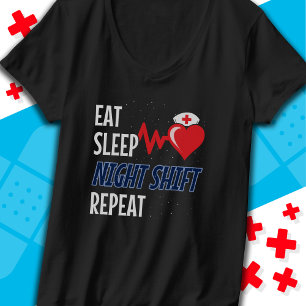 Camiseta Enfermeiro Engraçado Coma Dormir Turno Noturno Rep