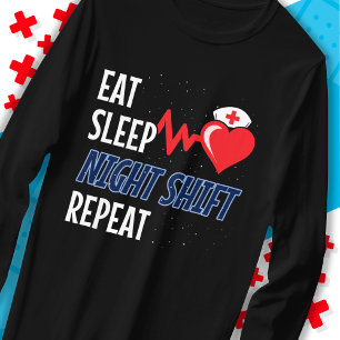 Camiseta Enfermeiro Engraçado Coma Dormir Turno Noturno Rep