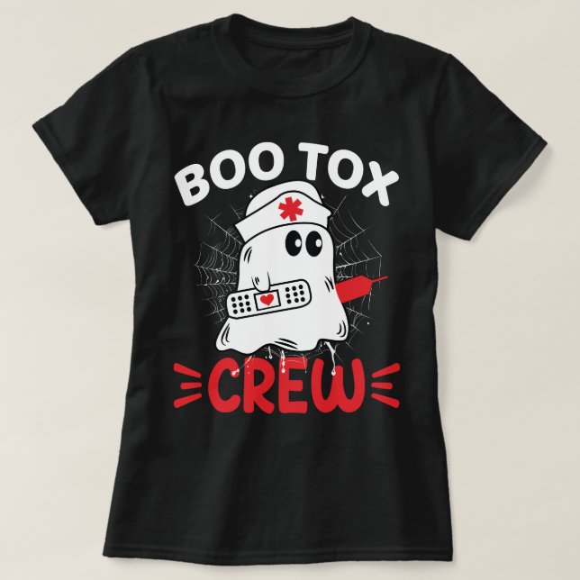 Camiseta Enfermeiro estético botox de enchimento BOO-Tox (Frente do Design)