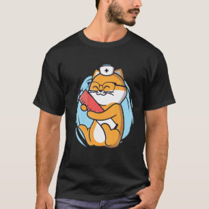 Camiseta Enfermeiro Gato Com Obrigados De Seringa