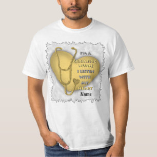 Camiseta Enfermeiro Geriátrico Amarelo Coração