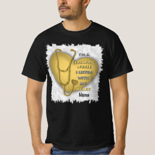 Camiseta Enfermeiro Geriátrico Amarelo Coração