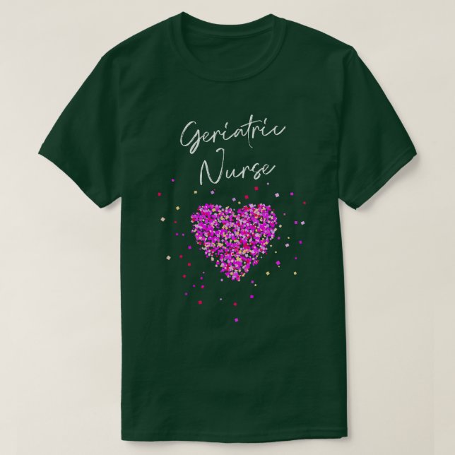 Camiseta Enfermeiro Geriátrico Coração Assistente Médico (Frente do Design)