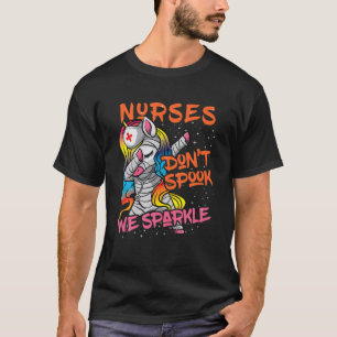 Camiseta Enfermeiro Halloween Dabbing Unicorn Mummy Nurse