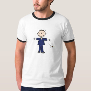 Camiseta Enfermeiro Homem Figura de Palito - Azul