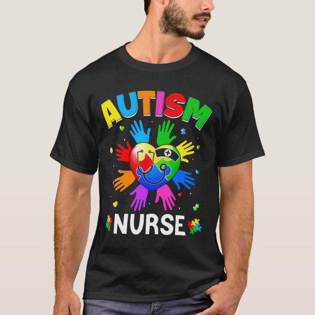 Camiseta Enfermeiro legal Autismo Sensibilização Quebra-cab (Frente)