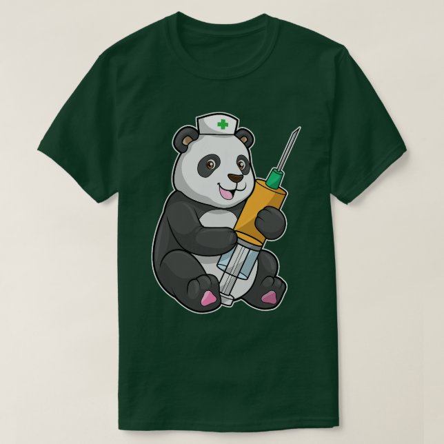 Camiseta Enfermeiro Panda Seringa Enfermeira Engraçada (Frente do Design)