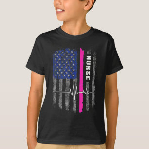 Camiseta Enfermeiro Patriótico de Bandeira Americano Enferm