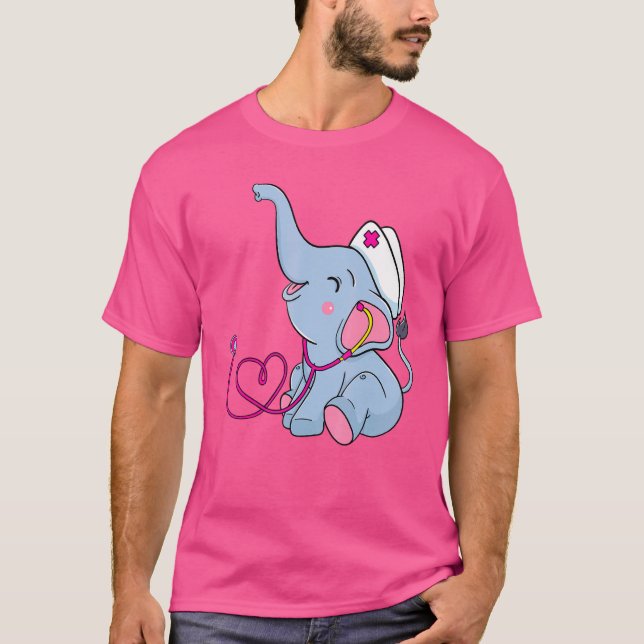 Camiseta Enfermeiro Pediátrico Elefante Para Bebê Com Stand (Frente)