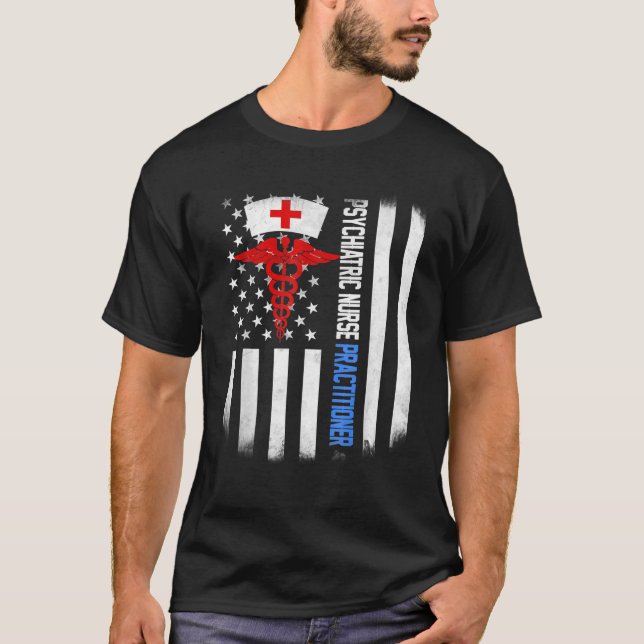 Camiseta Enfermeiro Psiquiátrico Enfermeiro Psych Ameri (Frente)