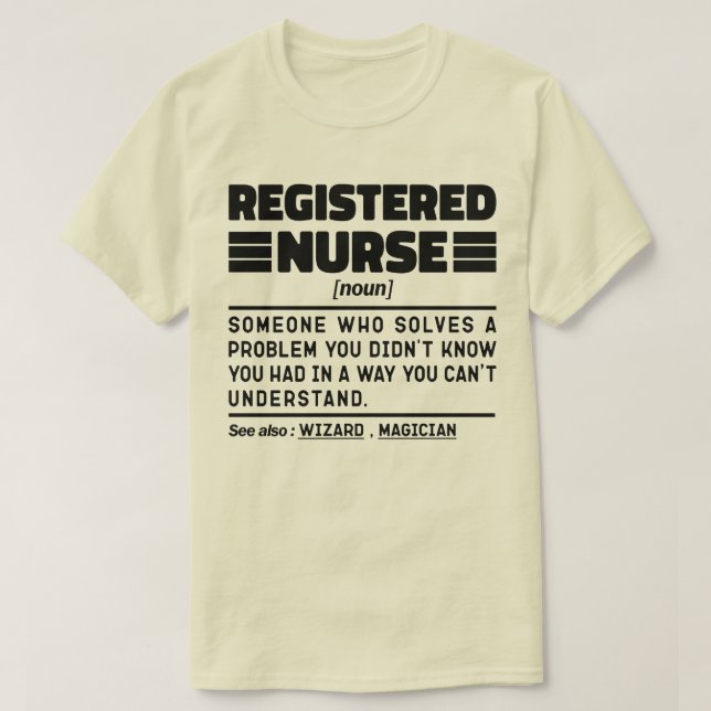 Camiseta Enfermeiro Registrado Serviço Médico de Saúde Noun (Frente do Design)