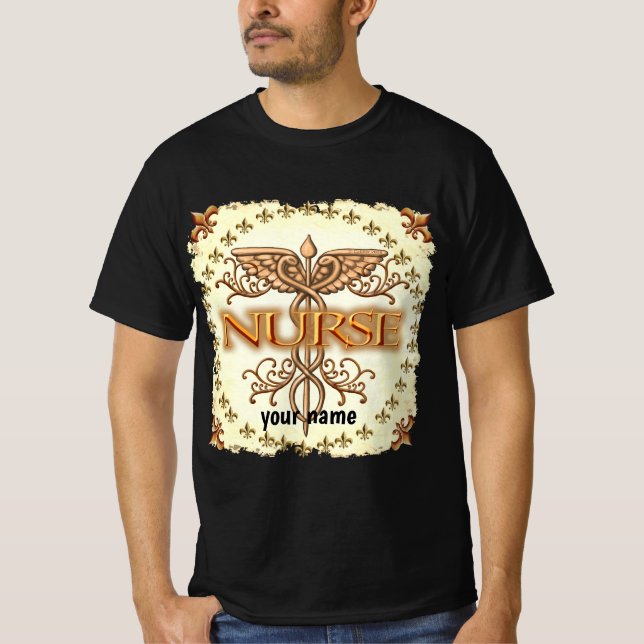 Camiseta enfermeiro rico de cobre caduceus (Frente)