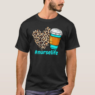 Camiseta Enfermeiro Rn Lpn Cna Healthcare Heart Leopard Cof