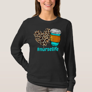 Camiseta Enfermeiro Rn Lpn Cna Healthcare Heart Leopard Cof