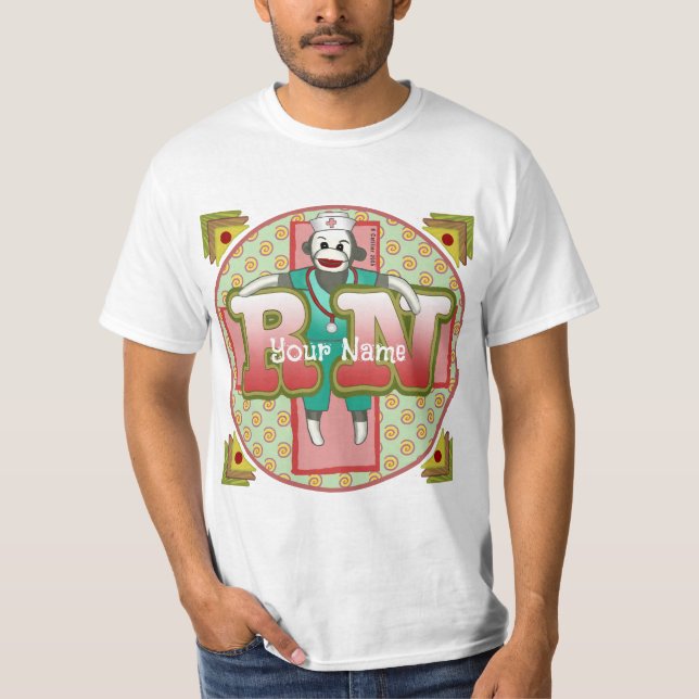 Camiseta Enfermeiro Sock Monkey RN (Frente)