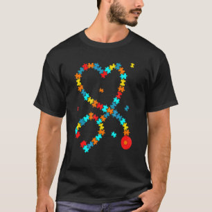 Camiseta Enfermeiro Stethoscope Quebra-cabeça Autismo