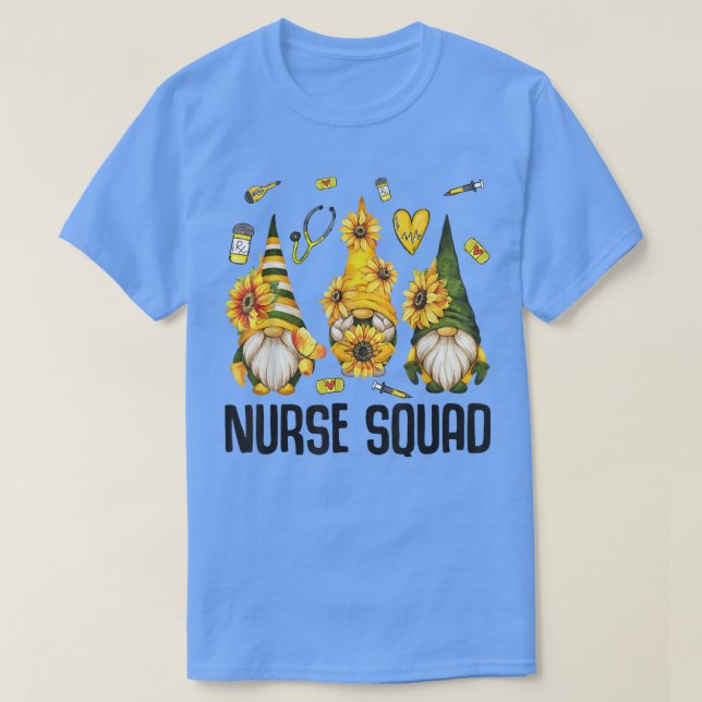Camiseta Enfermeiro Sunflower Gnome Squad Healthcare Worker (Frente do Design)