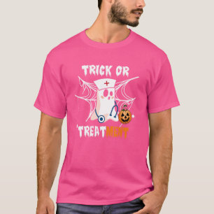 Camiseta Enfermeiro Trick Ou Tratamento De Halloween