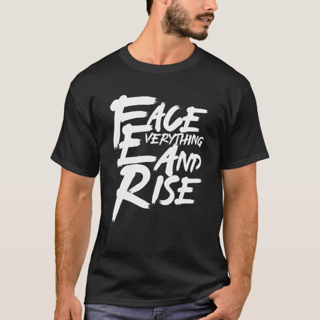 Camiseta Enfrentar Tudo e Aumentar a Ilustração Desenho Grá (Frente)