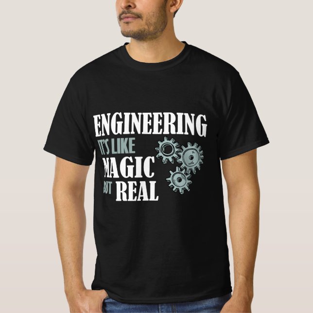 Camiseta Engenharia - É como Magia, mas Real (Frente)