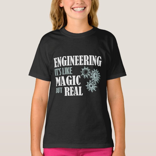 Camiseta Engenharia - É como Magia, mas Real (Frente)