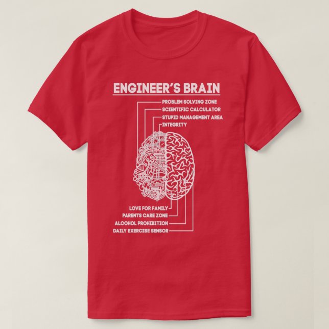 Camiseta Engenharia Engraçada do Cérebro do engenheiro (Frente do Design)