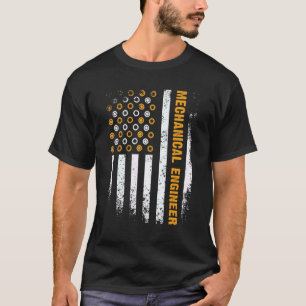 Camiseta Engenharia Engrenagem USA Bandeira Engenheiro Mecâ
