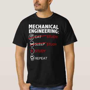 Camiseta Engenharia Mecânica Comeu Estudo do Sono Estudante