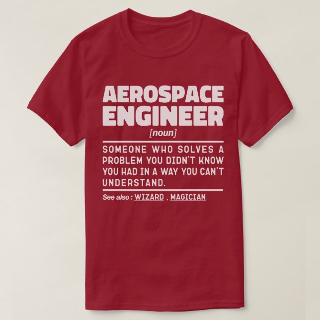 Camiseta Engenheiro Aerospace Nova Definição Sarcástico (Frente do Design)