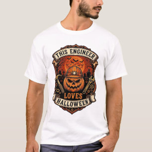 Camiseta Engenheiro Ama Abóbora de Halloween Capacete Marte