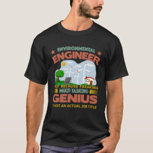 Camiseta Engenheiro Ambiental fazendo várias coisas ao mesm